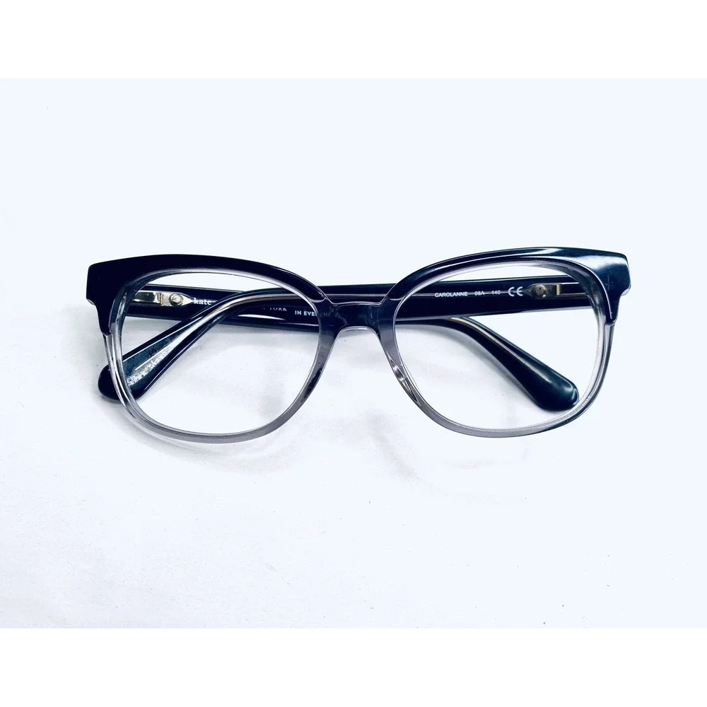 New Kate Spade Black Gray Clear Cat Eye Eyeglasses Carolanne 08A 51 17 140
